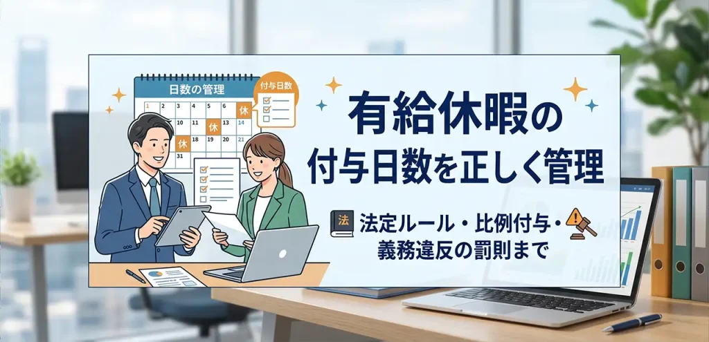 有給休暇の付与日数を正しく管理｜法定ルール・比例付与・義務違反の罰則まで